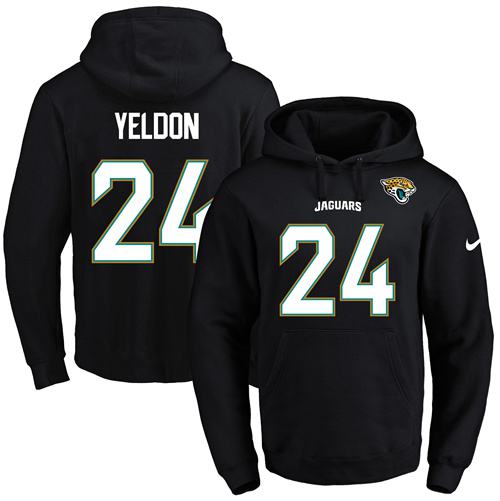 Nike Jaguars #24 T.J. Yeldon Black Name & Number Pullover NFL Hoodie - Click Image to Close
